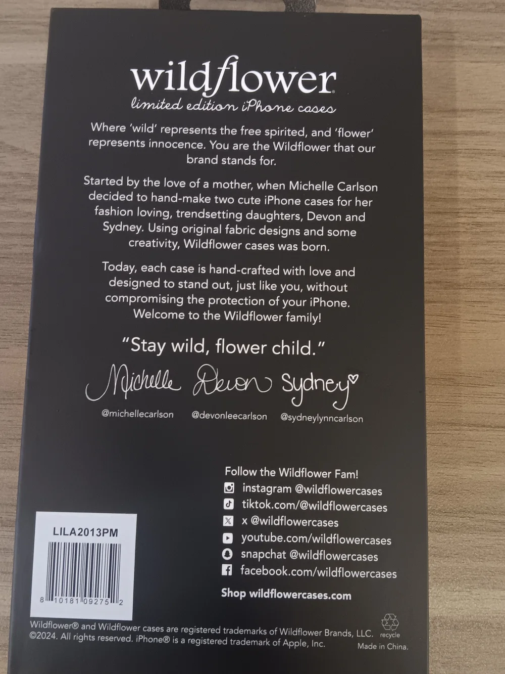 Wildflower Black and White Branded Packaging Panel